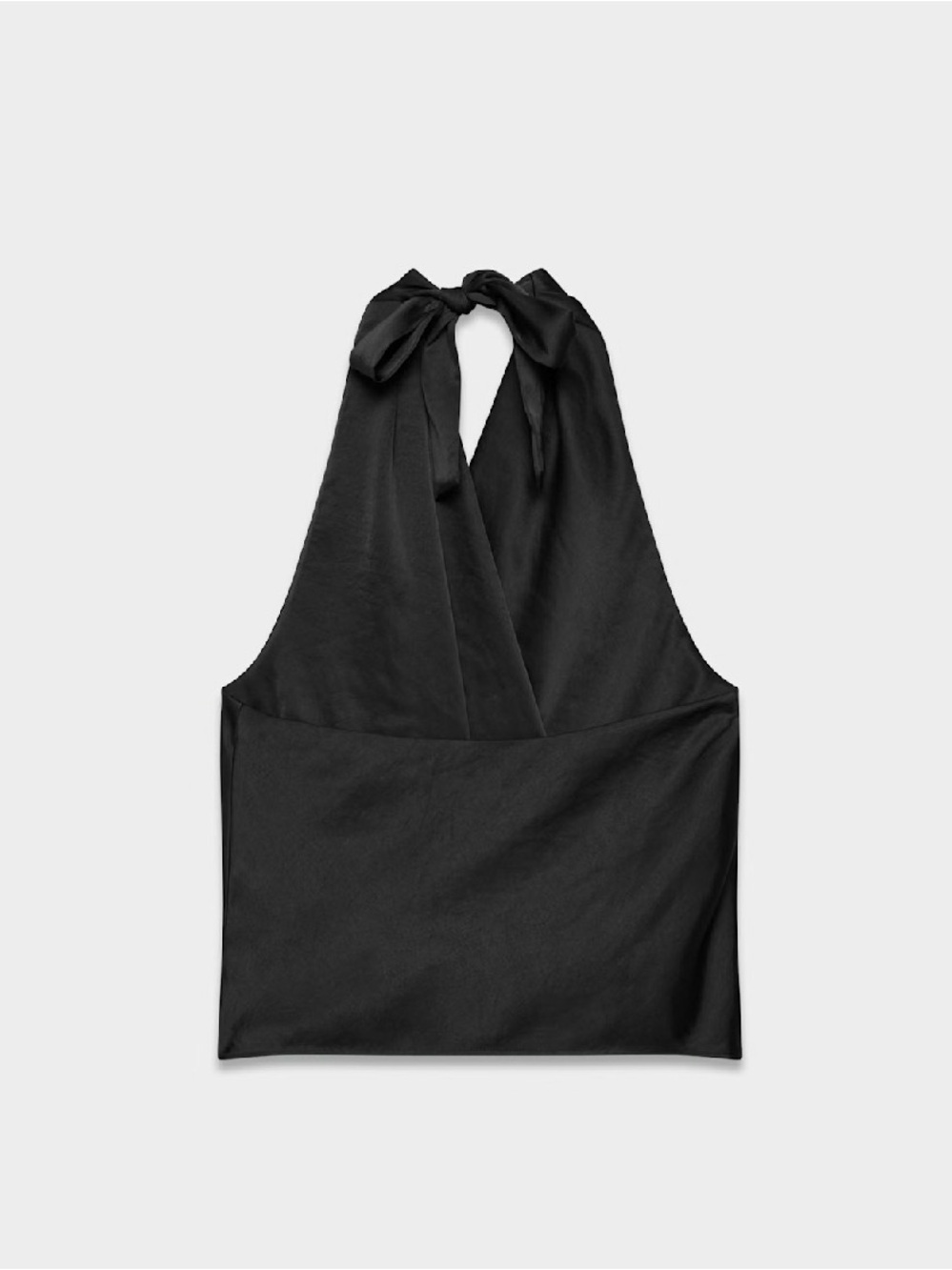Aritzia Martini Black Silk Backless Self-Tie Halter Drape Top sz M NWT - Picture 5 of 11